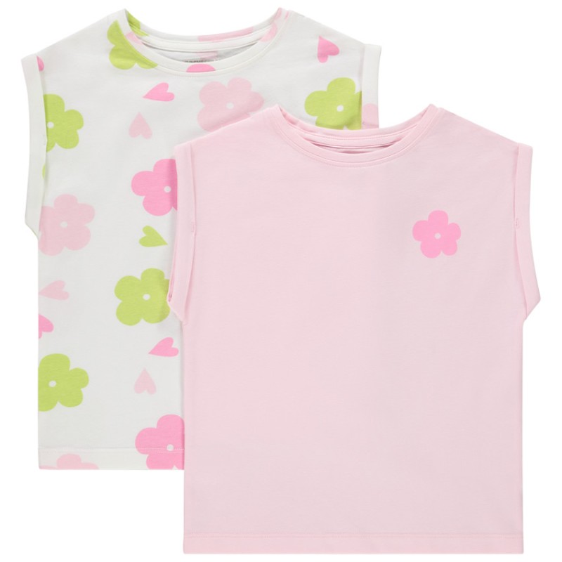 Lot de 2 t-shirts manches courtes forme boîte fille