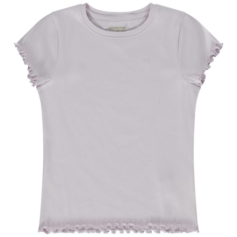 T-shirt manches courtes uni effet côtelé pour fille