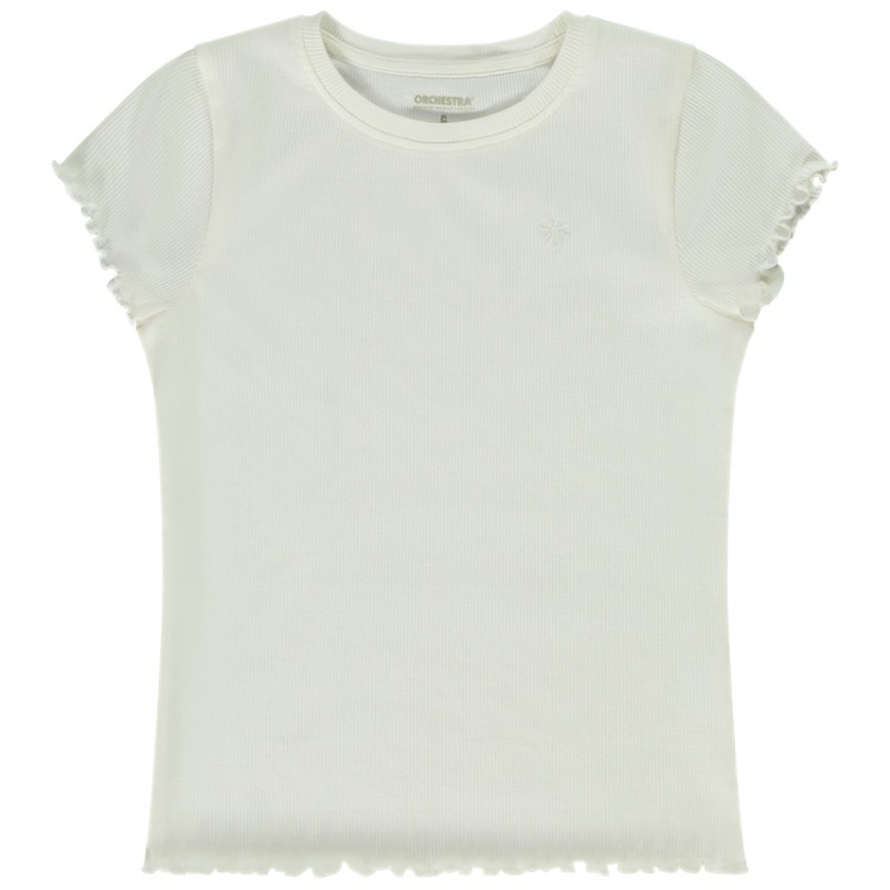 T-shirt manches courtes uni effet côtelé pour fille