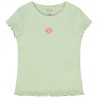 T-shirt manches courtes côtelé à fleur brodée pour fille