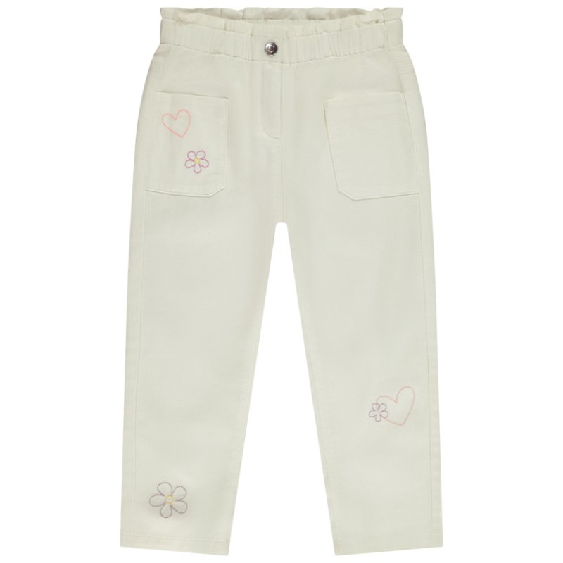 Jean mom fit avec broderies pour fille