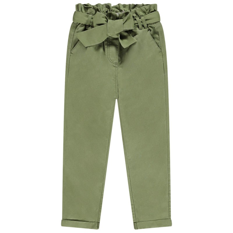 Pantalon paperbag avec ceinture à nouer pour fille