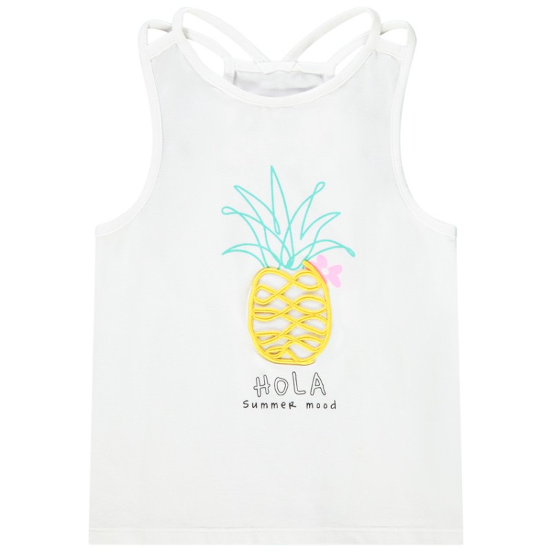 Débardeur en jersey avec print fantaisie et cording fille