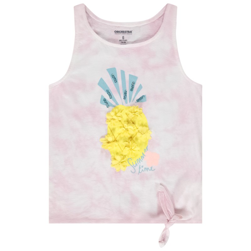 Débardeur effet tie & dye avec fleurs en 3D fille