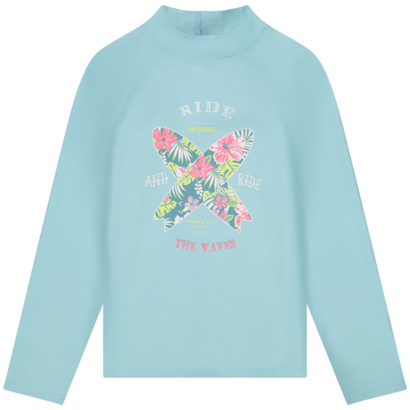 T-shirt manches longues anti-UV SPF 50+ print surf fille