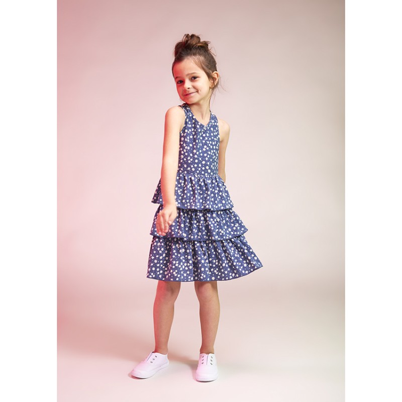 Robe volantée en maille imprimé fleurs fille