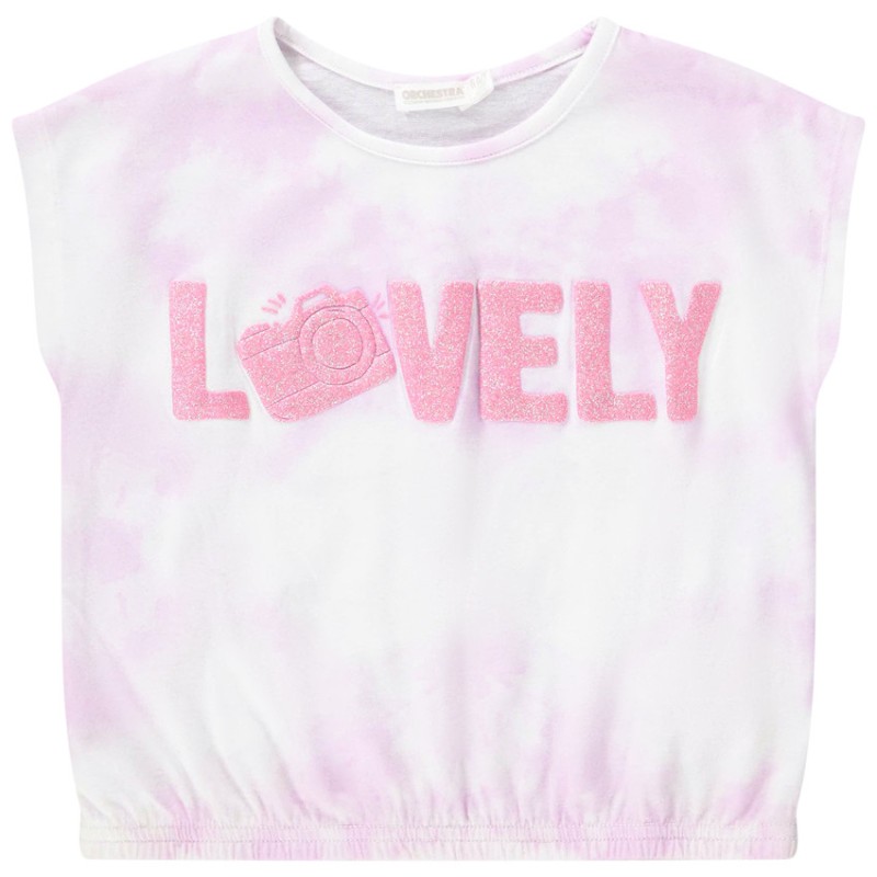 T-shirt manches courtes forme boîte effet tie & dye et puff 