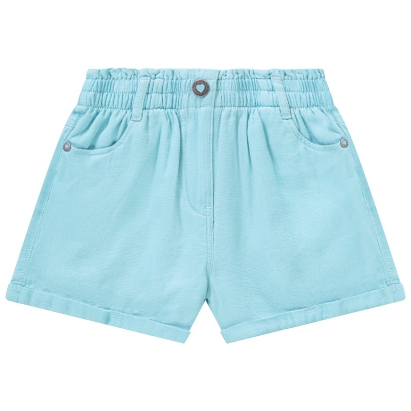 Short taille haute uni en coton fantaisie fille