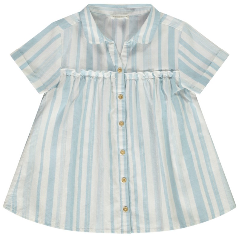 Chemise manches courtes évasée à rayures pour fille