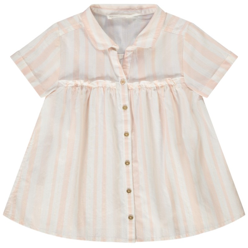 Chemise manches courtes évasée à rayures pour fille