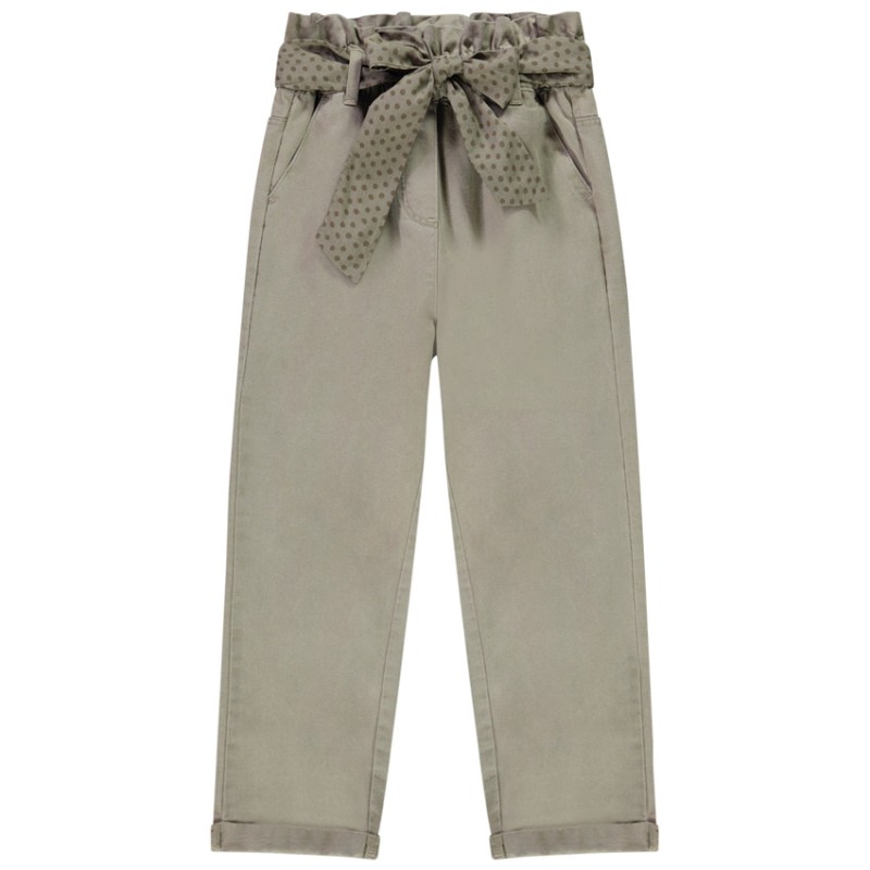 Pantalon paper bag avec ceinture fantaisie pour fille
