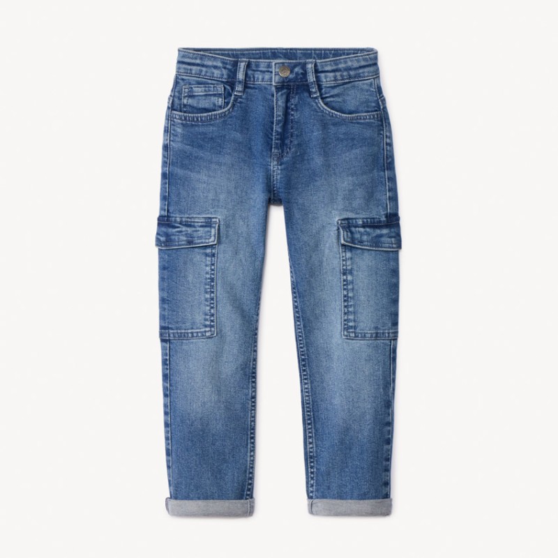 Jean cargo effet délavé à poches garçon
