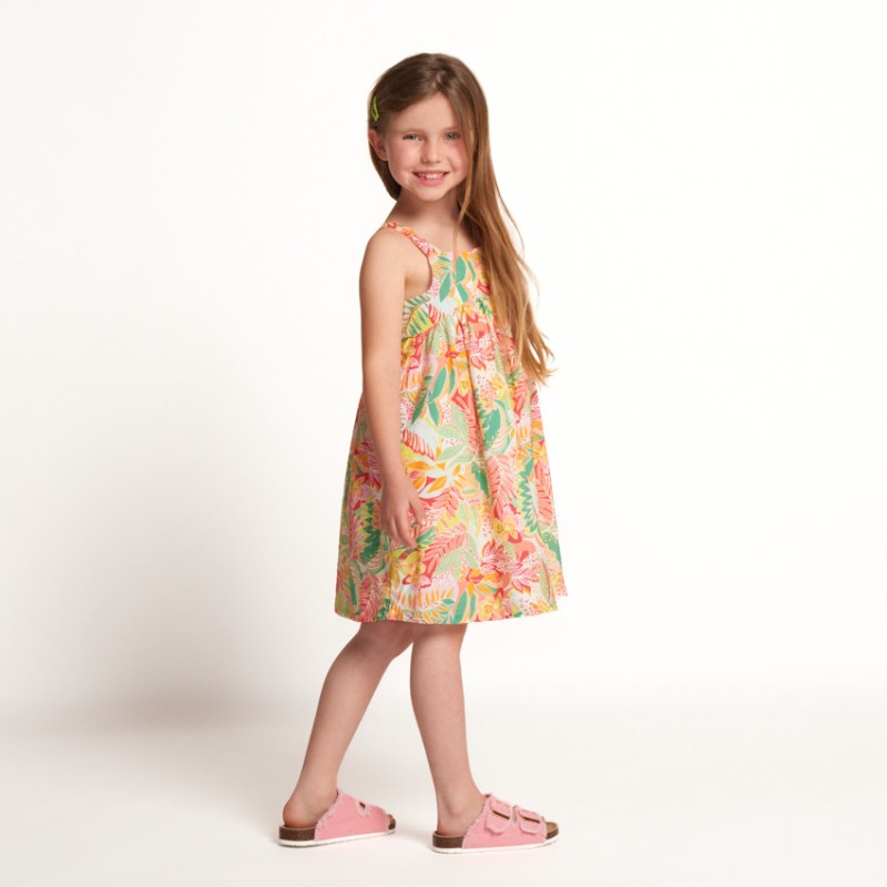 Robe sans manches en voile imprimé tropical fille