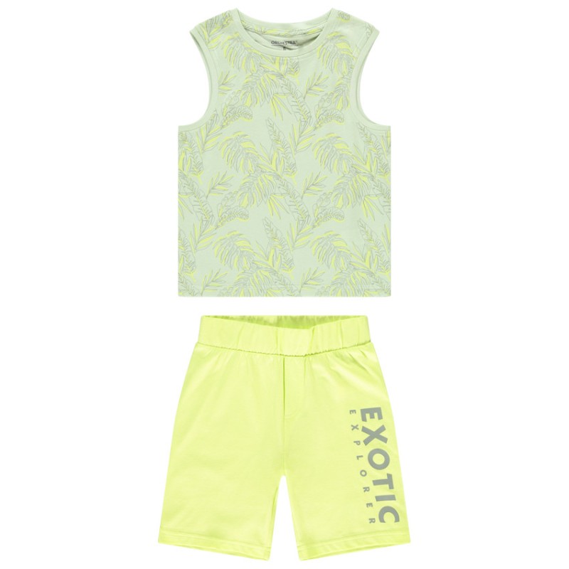 Set pyjama court avec débardeur imprimé palmes garçon