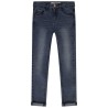 Jean skinny effet délavé avec jacron en simili cuir fille