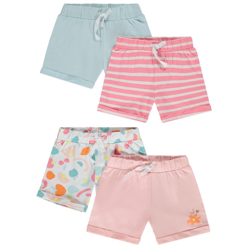 Lot de 4 shorts jersey slub uni et fantaisie pour fille