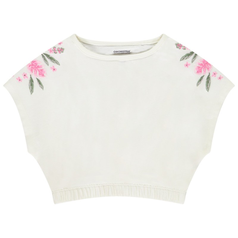 Crop top oversize élastiqué à manches courtes fille