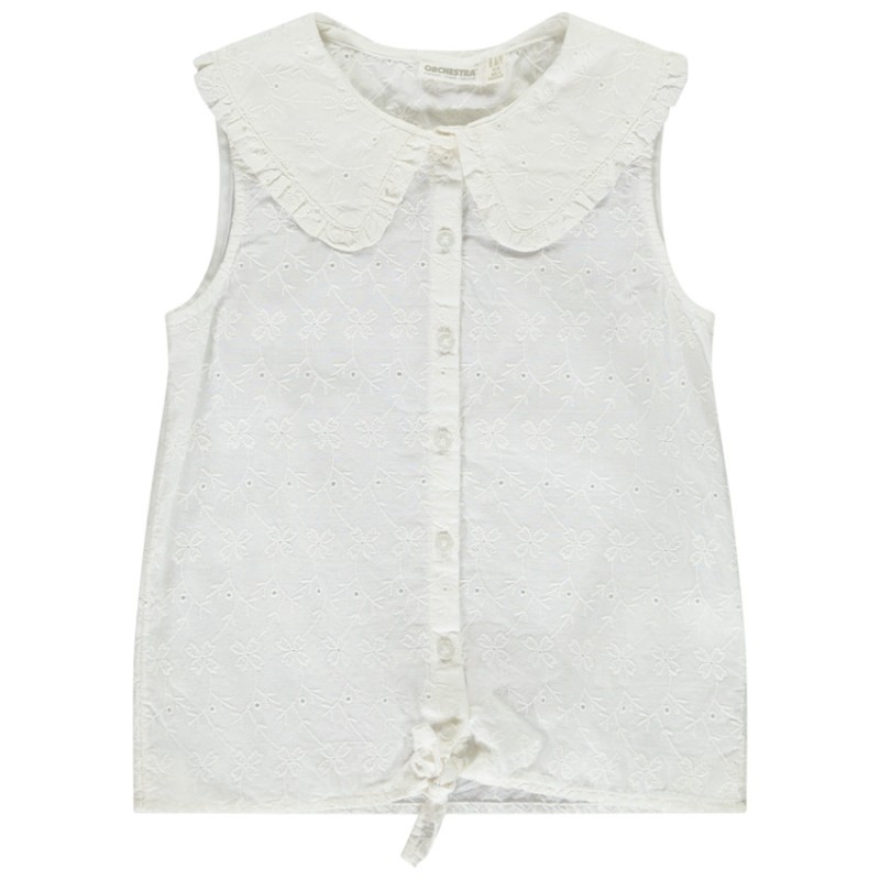 Chemisier en broderie anglaise col claudine fille