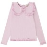 T-shirt manches longues côtelé à col claudine brodé pour fil