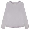 T-shirt manches longues côtelé avec fleur brodée pour fille