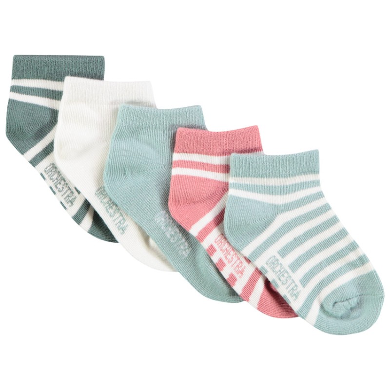 Lot de 5 paires de chaussettes courtes unies et rayées pour 