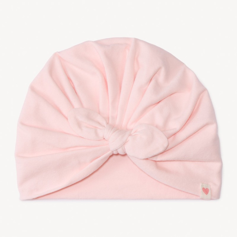 Bonnet turban uni avec nœud et fronce pour bébé fille