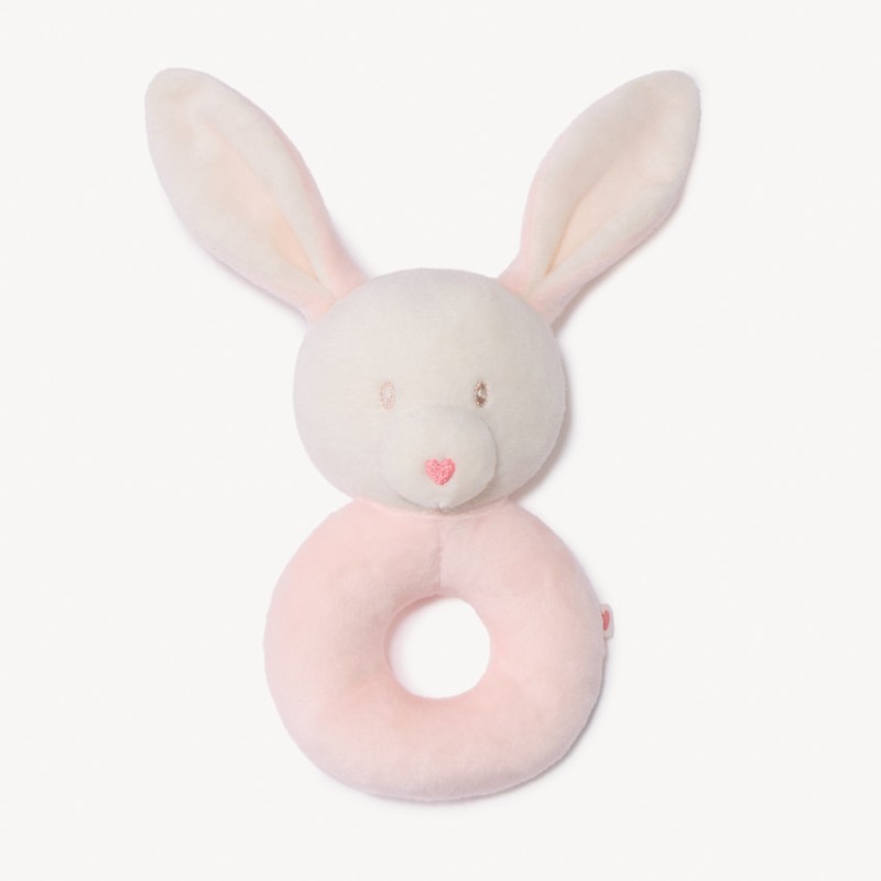 Doudou hochet lapin en velours