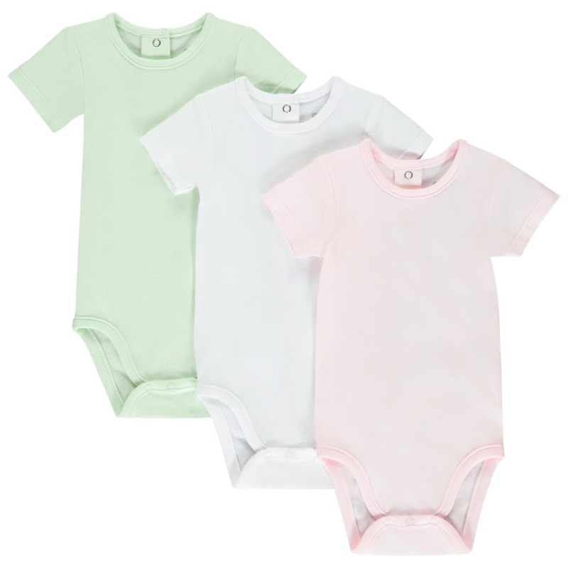 Lot de 3 bodies manches courtes unis pour bébé fille