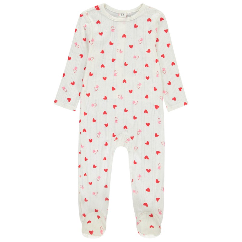 Dors-bien en maille pointel avec imprimé cœur pour bébé fill