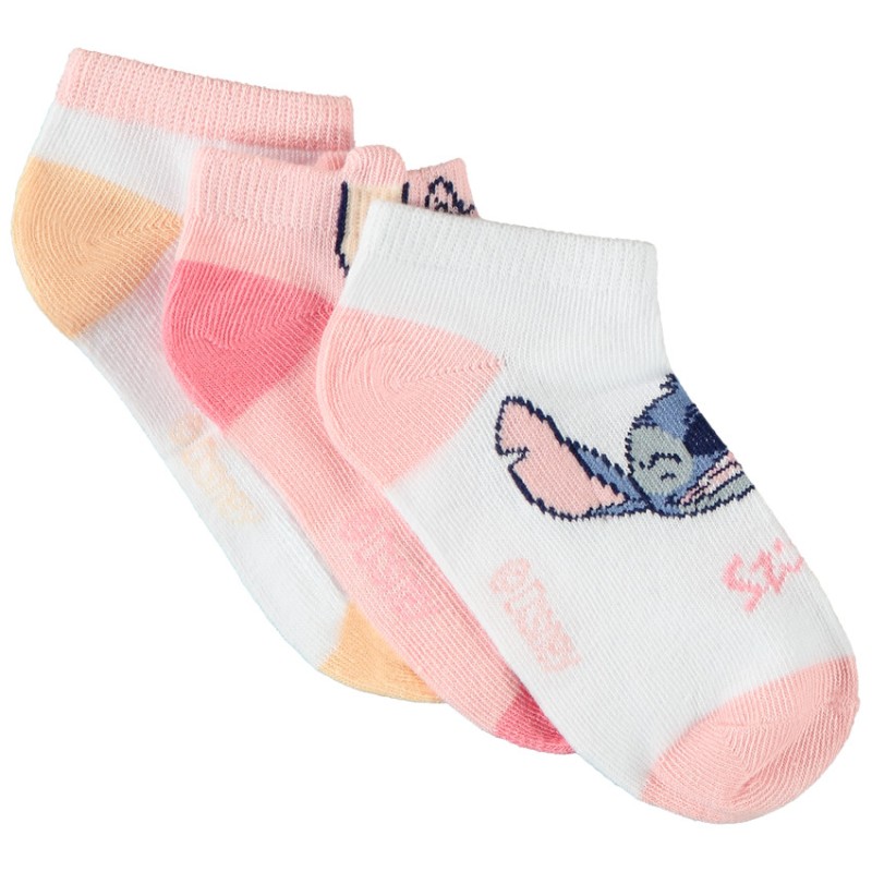 Lot de 3 paires de chaussettes courtes Stitch & Angel Disney