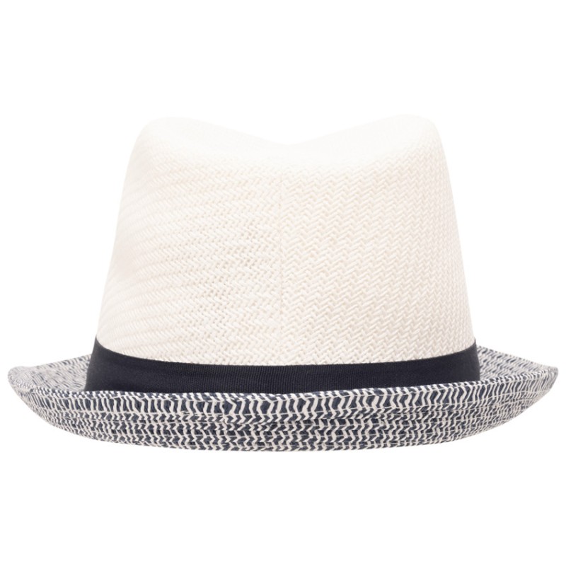 Borsalino tressé en paille bicolore avec galon garçon