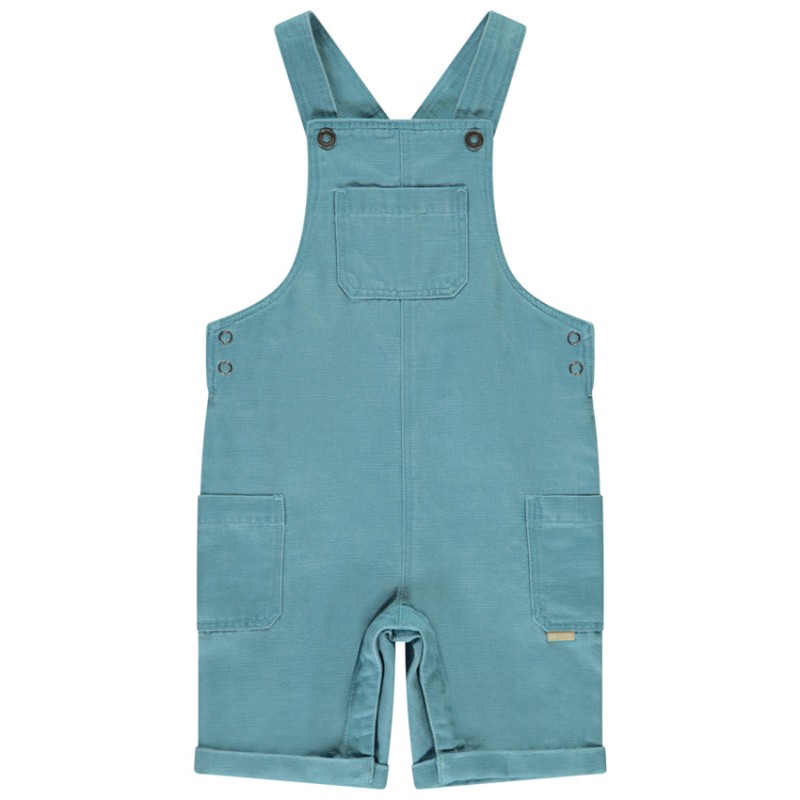 Salopette courte en toile slub uni pour bébé garçon