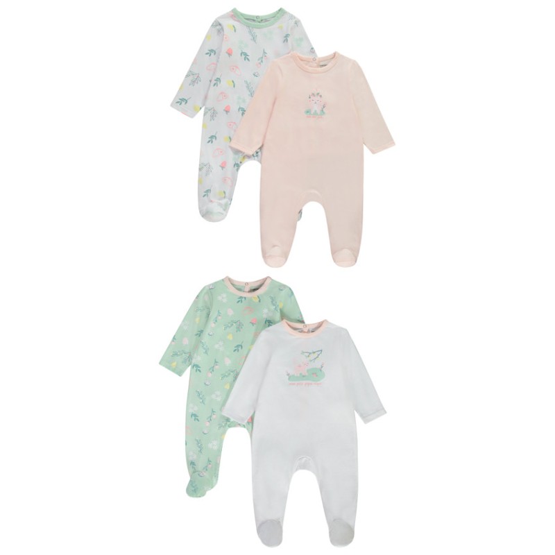 Lot de 4 dors-biens fantaisie en jersey pour bébé fille