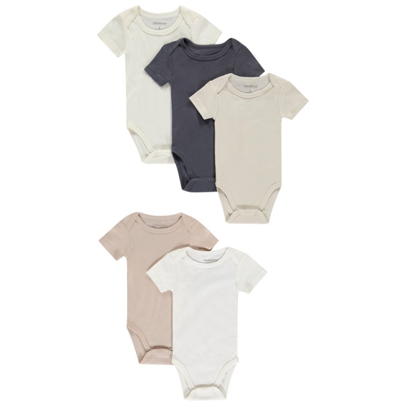 Lot de 5 bodies manches courtes unis pour bébé