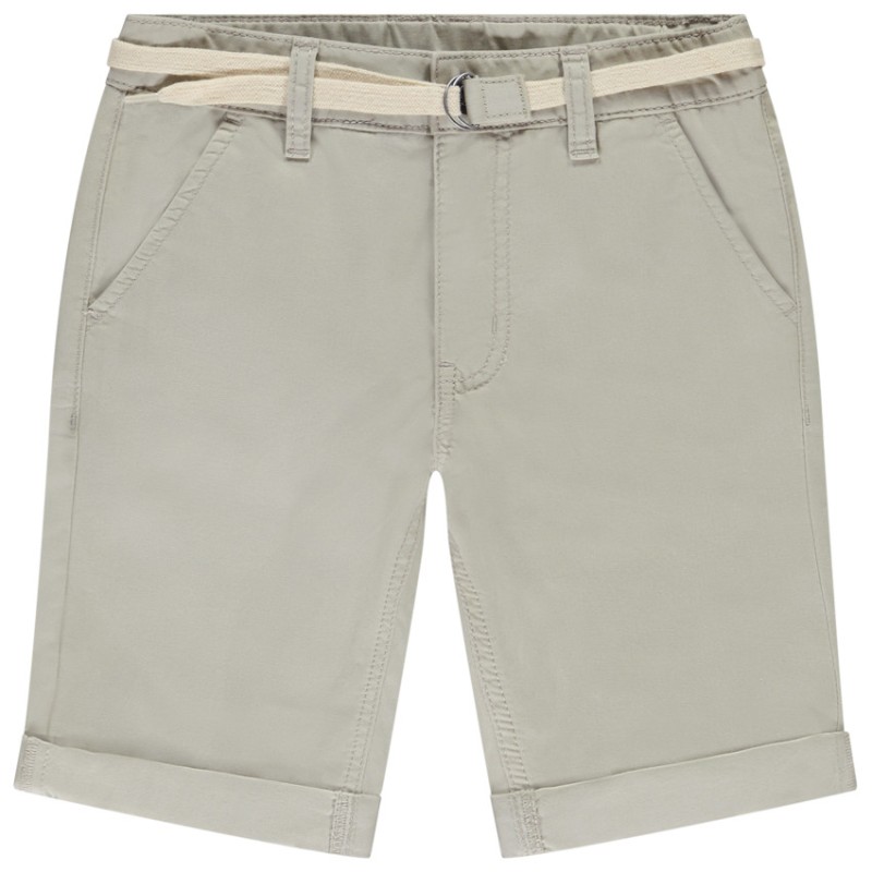Bermuda uni en toile avec ceinture lacet garçon