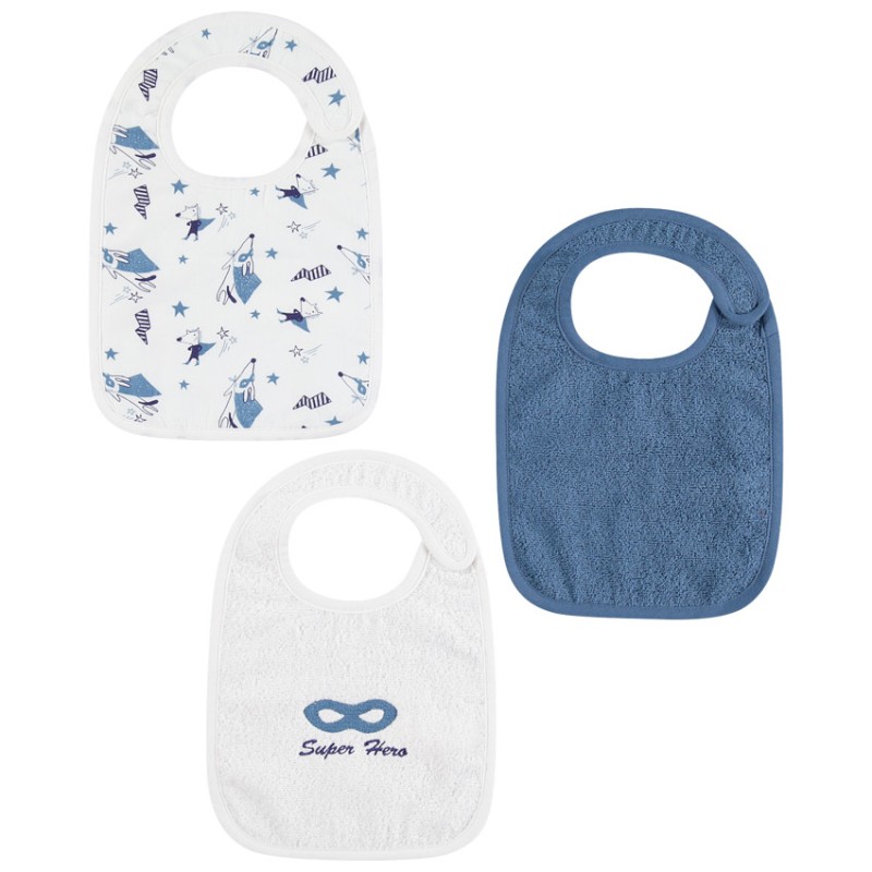 Lot de 3 bavoirs en coton assortis à motifs super-héros