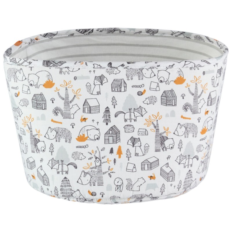 Panier de rangement en popeline imprimé animaux de la forêt