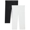Lot de 2 leggings courts unis print logo fille