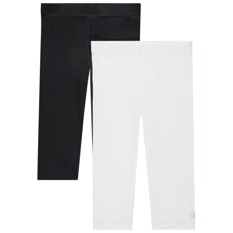 Lot de 2 leggings courts unis print logo fille