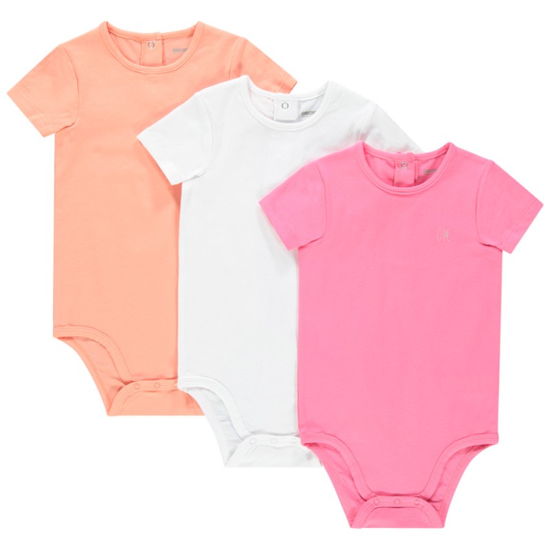 Lot de 3 bodies manches courtes unis pour bébé fille
