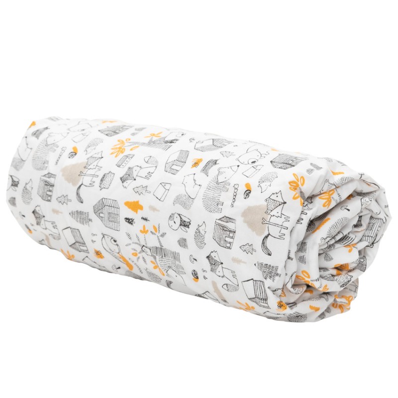 Drap housse Nos petits amis en popeline imprimé animaux 60 x