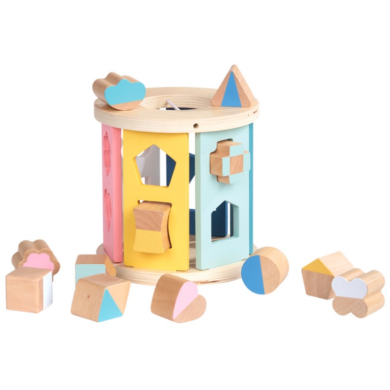 Boîte à formes cylindre en bois