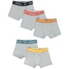 Lot de 5 boxers unis avec élastiques colorés garçon