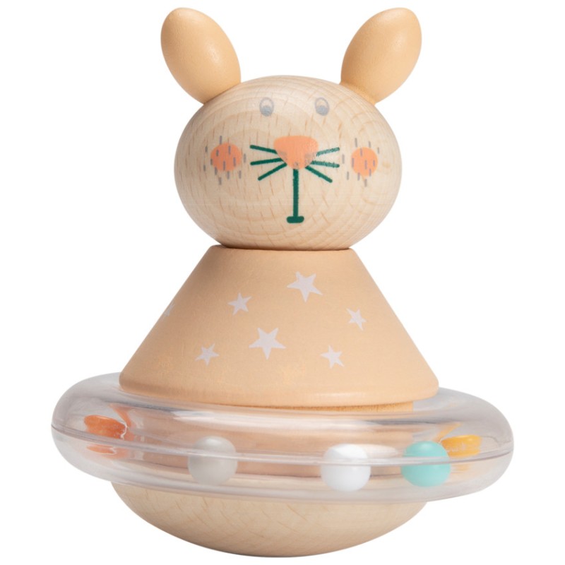 Hochet culbuto à billes - Lapin orange