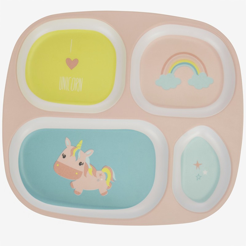 Assiette à compartiments en mélaminé - Licorne