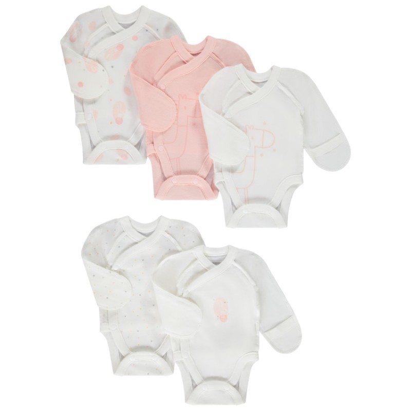 Lot de 5 bodies manches longues pour bébé fille prématurée