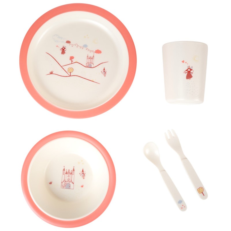 Coffret repas 5 pièces en mélamine - Ma petite fée
