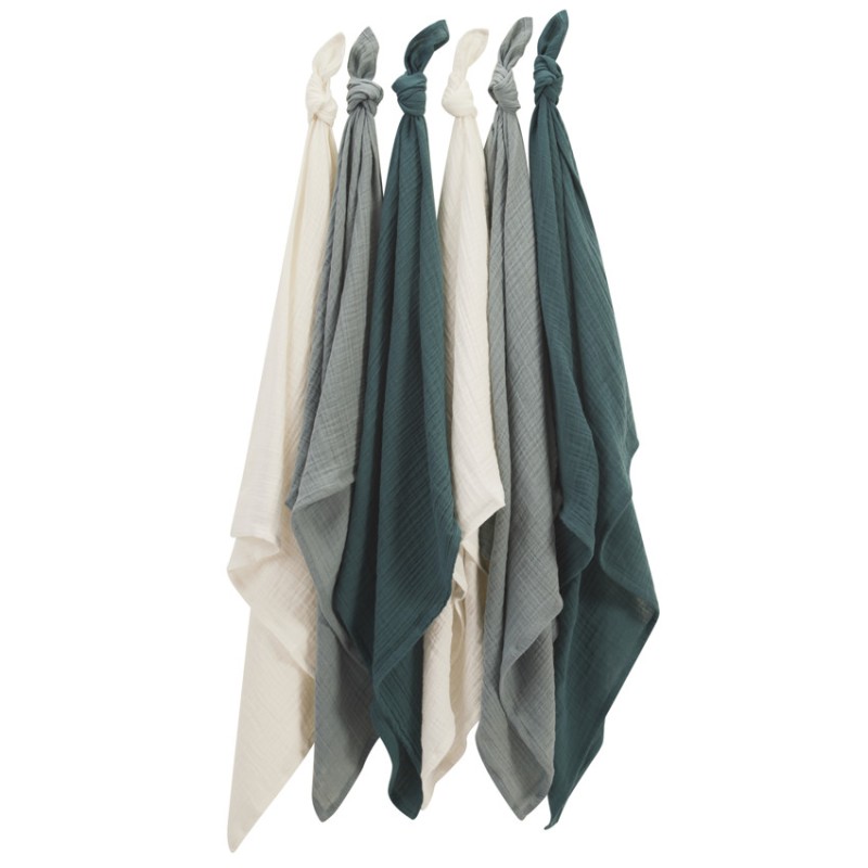Lot de 6 langes en coton 70 x 70 cm