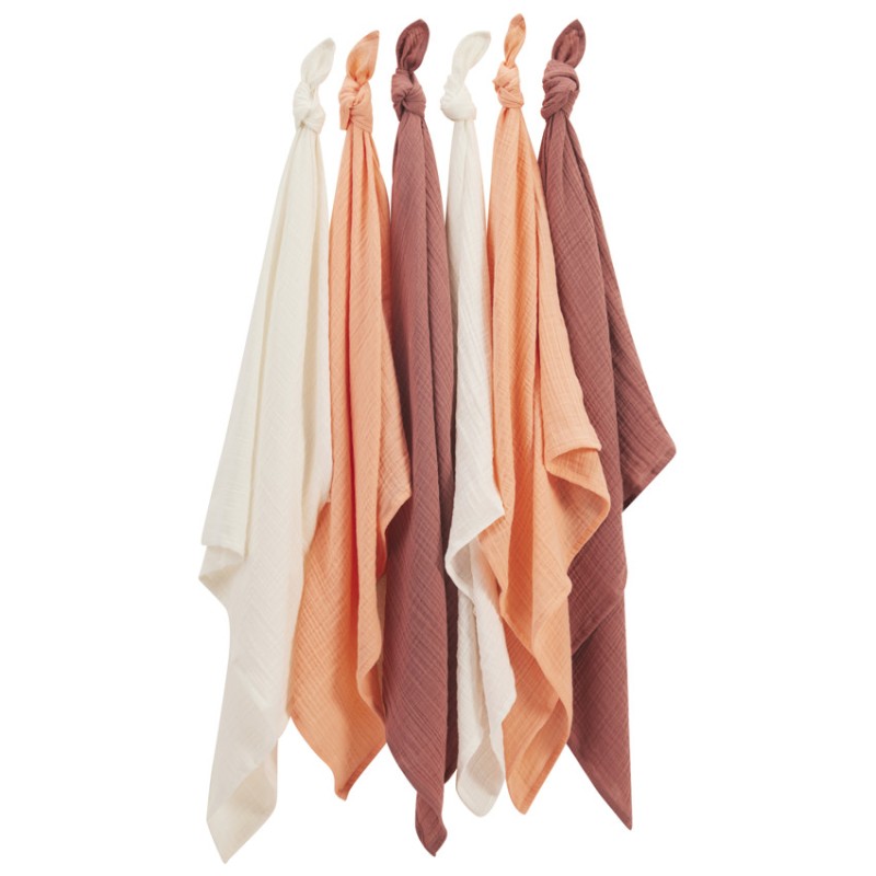 Lot de 6 langes en coton 70 x 70 cm