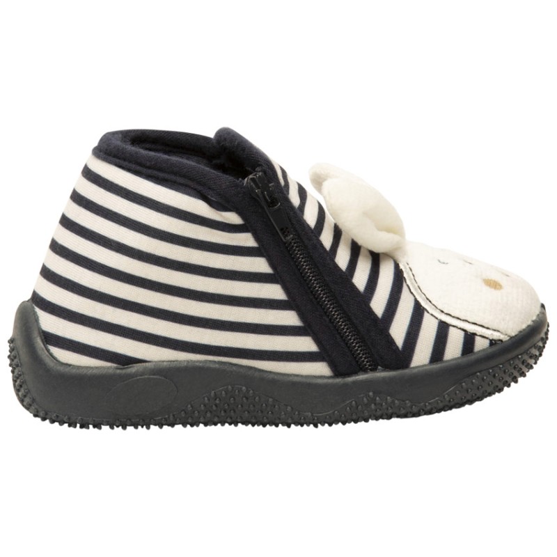 Chaussons forme bottillons rayés patch lapin pour bébé